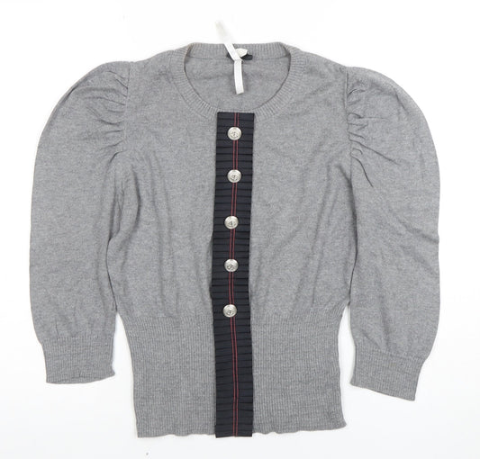Womens UK Size 10 NEXT Grey Basic Button-Up