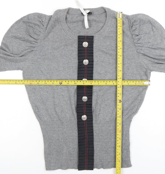 Womens UK Size 10 NEXT Grey Basic Button-Up