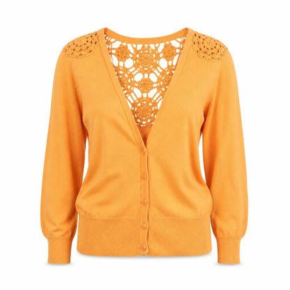 Womens UK Size 10 Peacocks Orange Cardigan Jumper