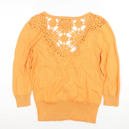Womens UK Size 10 Peacocks Orange Cardigan Jumper