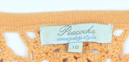 Womens UK Size 10 Peacocks Orange Cardigan Jumper