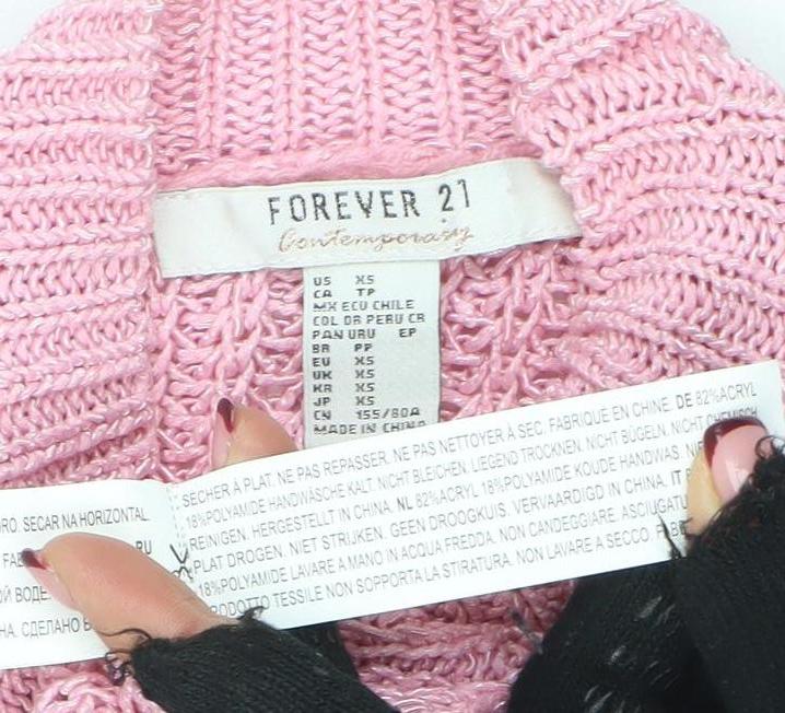Womens UK Size XS FOREVER 21 Pink Pullover Jumper