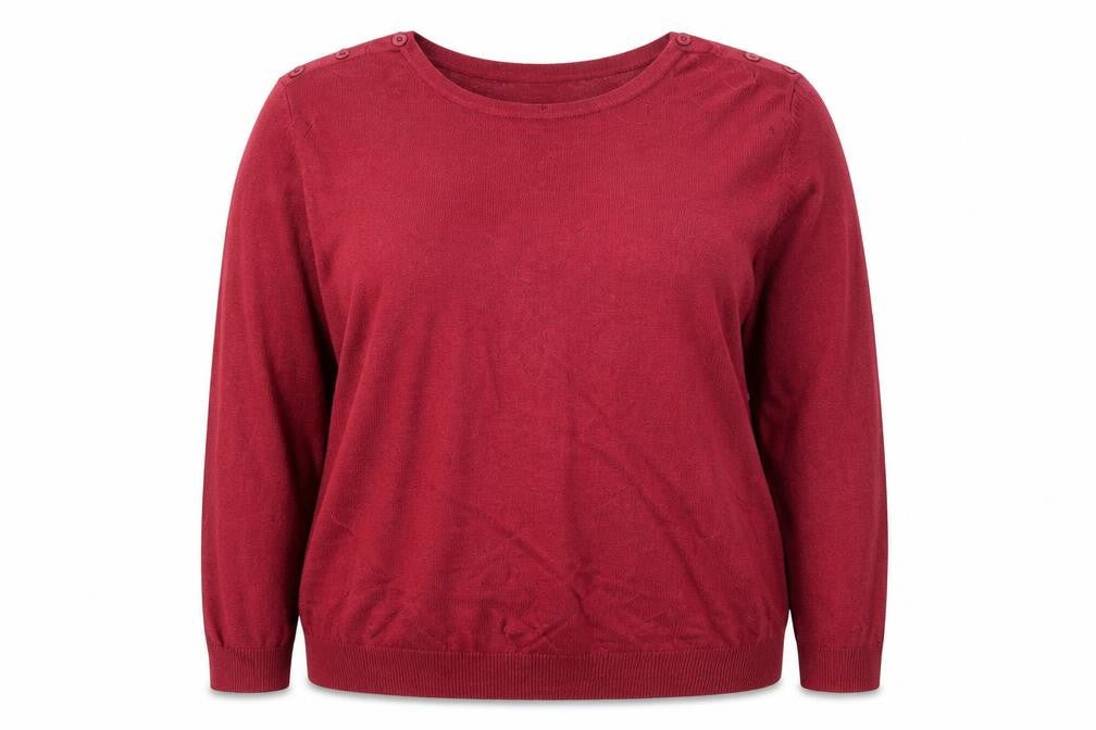 Front view of Maine New England Women’s Red Crew Neck Long Sleeve jumper, size UK 18