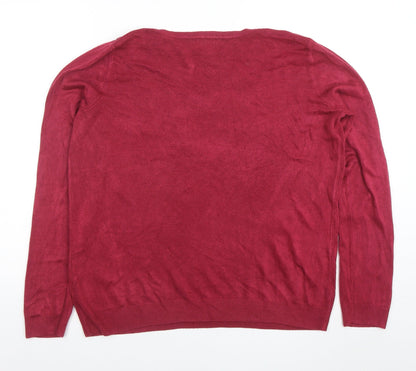 Womens UK Size 18 Maine New England Red Pullover Jumper