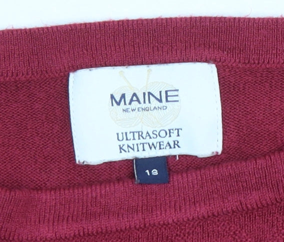 Womens UK Size 18 Maine New England Red Pullover Jumper