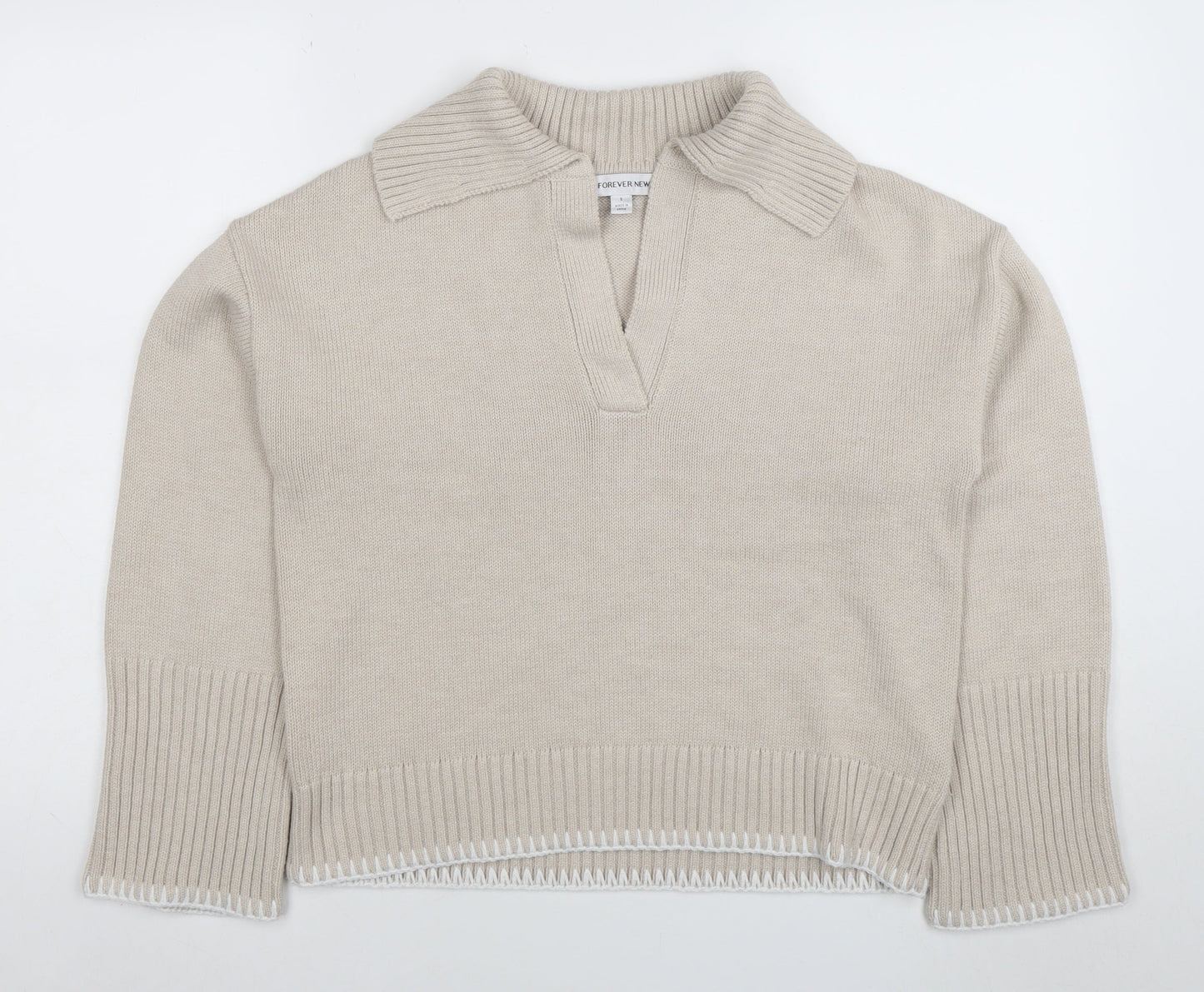 Womens UK Size S Forever New Beige Henley Jumper