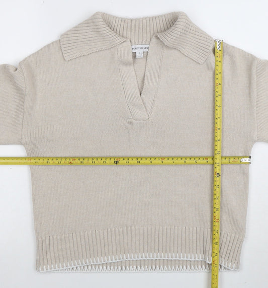 Womens UK Size S Forever New Beige Henley Jumper