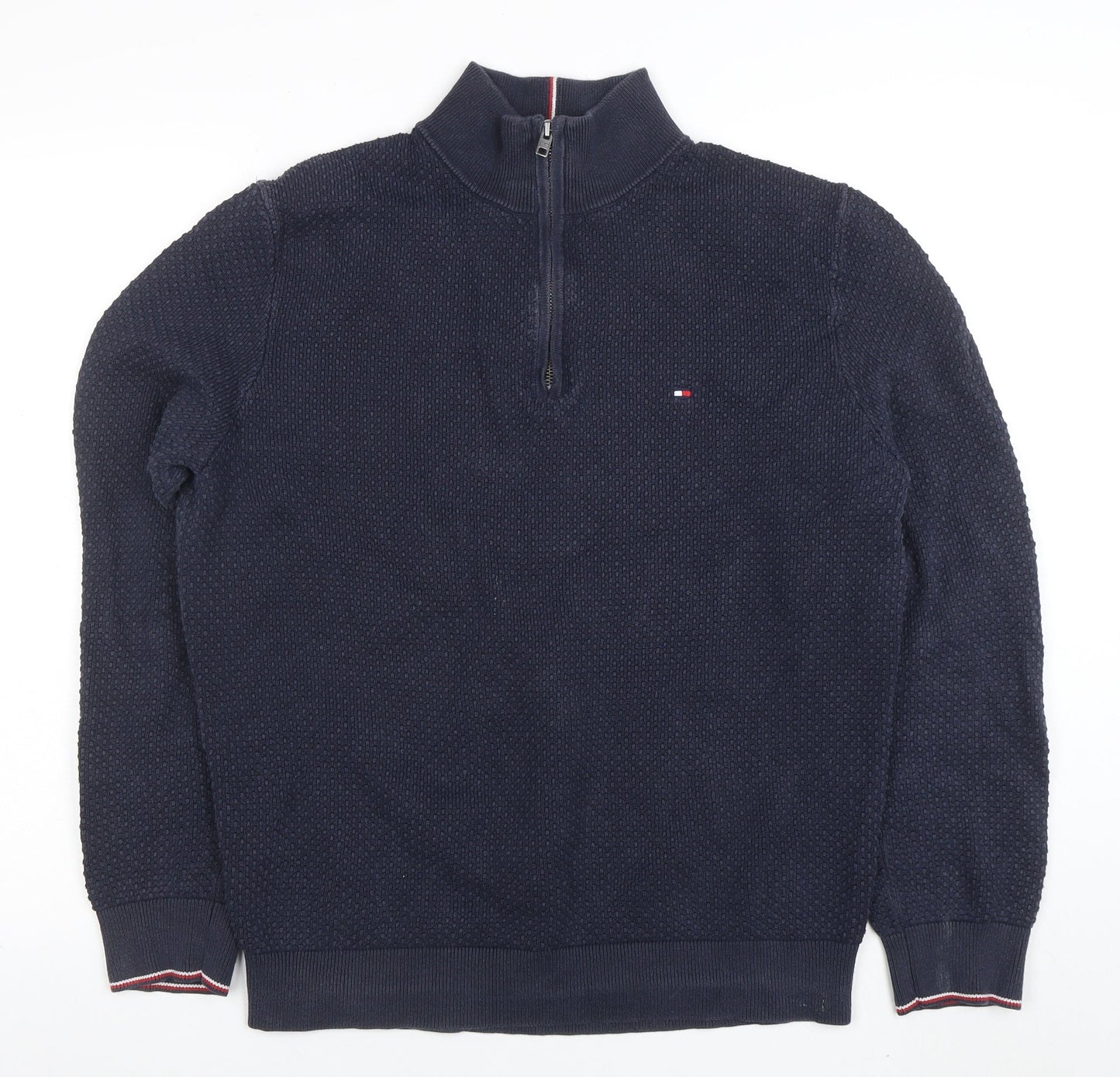 Mens UK Size L Tommy Hilfiger Blue Henley Sweatshirt