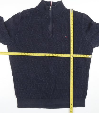 Mens UK Size L Tommy Hilfiger Blue Henley Sweatshirt