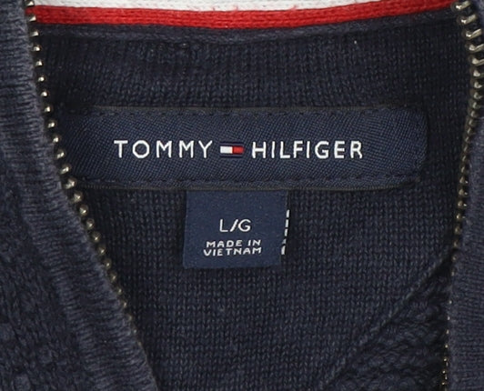 Mens UK Size L Tommy Hilfiger Blue Henley Sweatshirt
