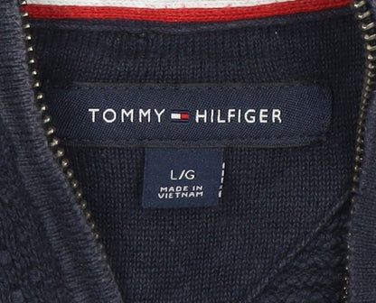 Mens UK Size L Tommy Hilfiger Blue Henley Sweatshirt
