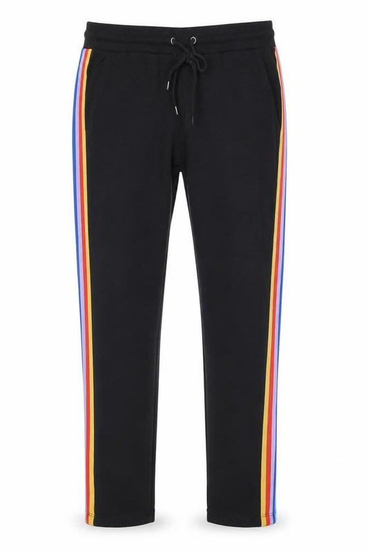 Front view of ASOS Men’s Black Jogger Trousers M with Rainbow Side Stripe