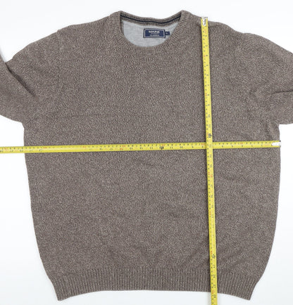 Maine New England Men's Brown XL Cotton Crew Neck Jumper