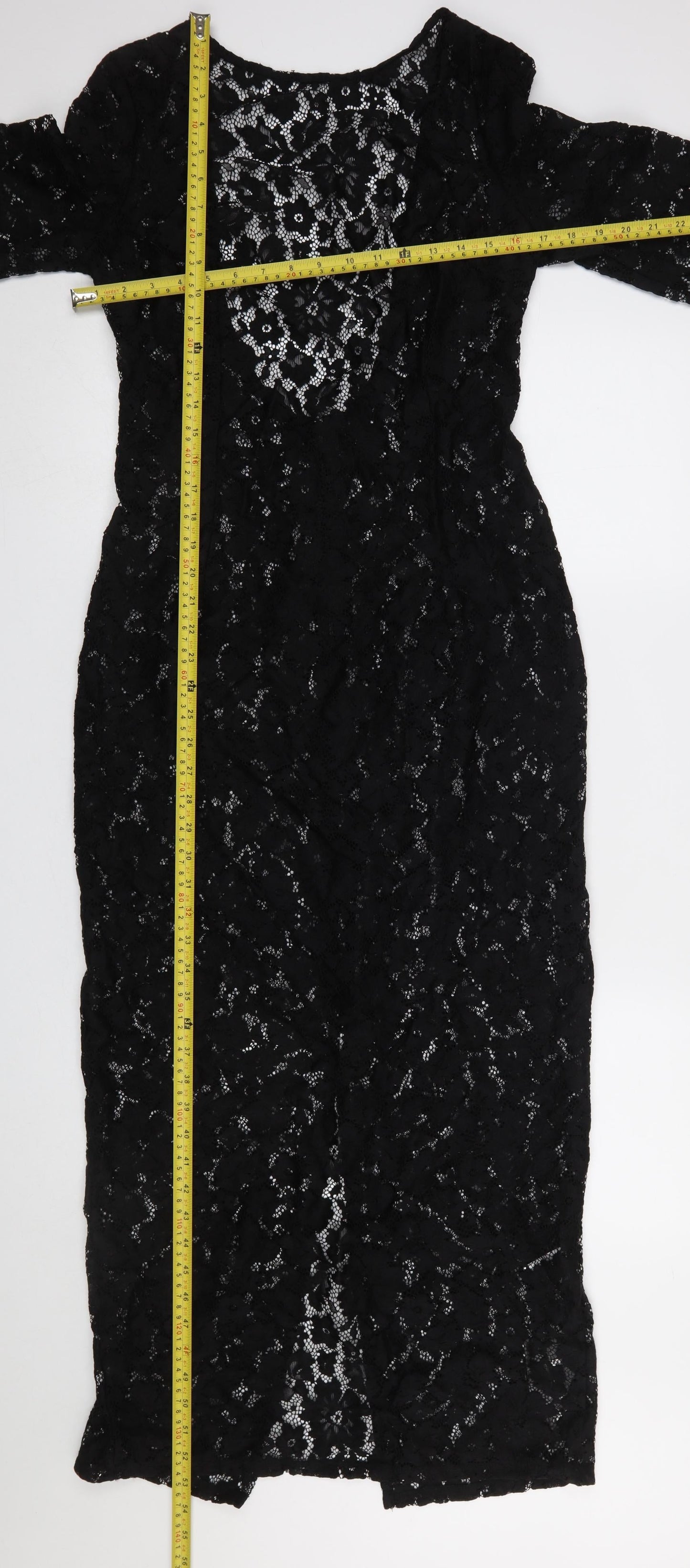 SHEIN X Women's Black Lace Long Maxi Dress in L