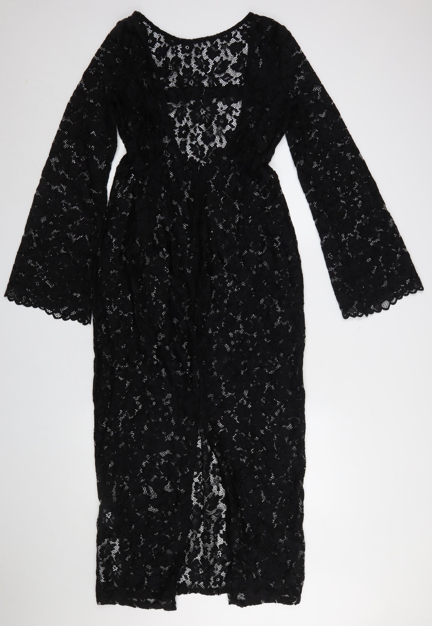 SHEIN X Women's Black Lace Long Maxi Dress in L