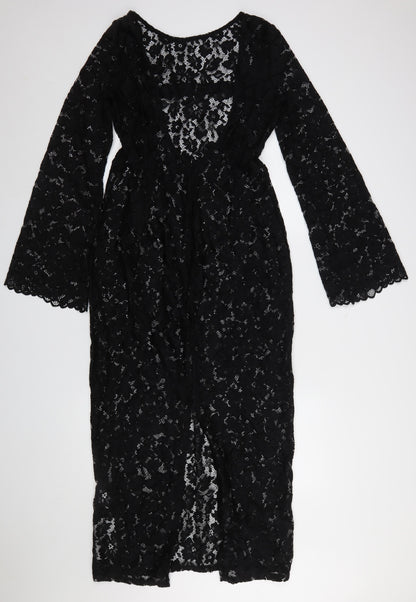 SHEIN X Women's Black Lace Long Maxi Dress in L