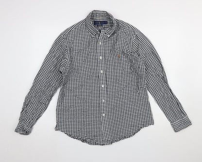 Ralph Lauren Men's Black White Slim Fit Check Long Sleeve Shirt L