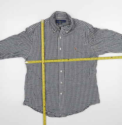 Ralph Lauren Men's Black White Slim Fit Check Long Sleeve Shirt L
