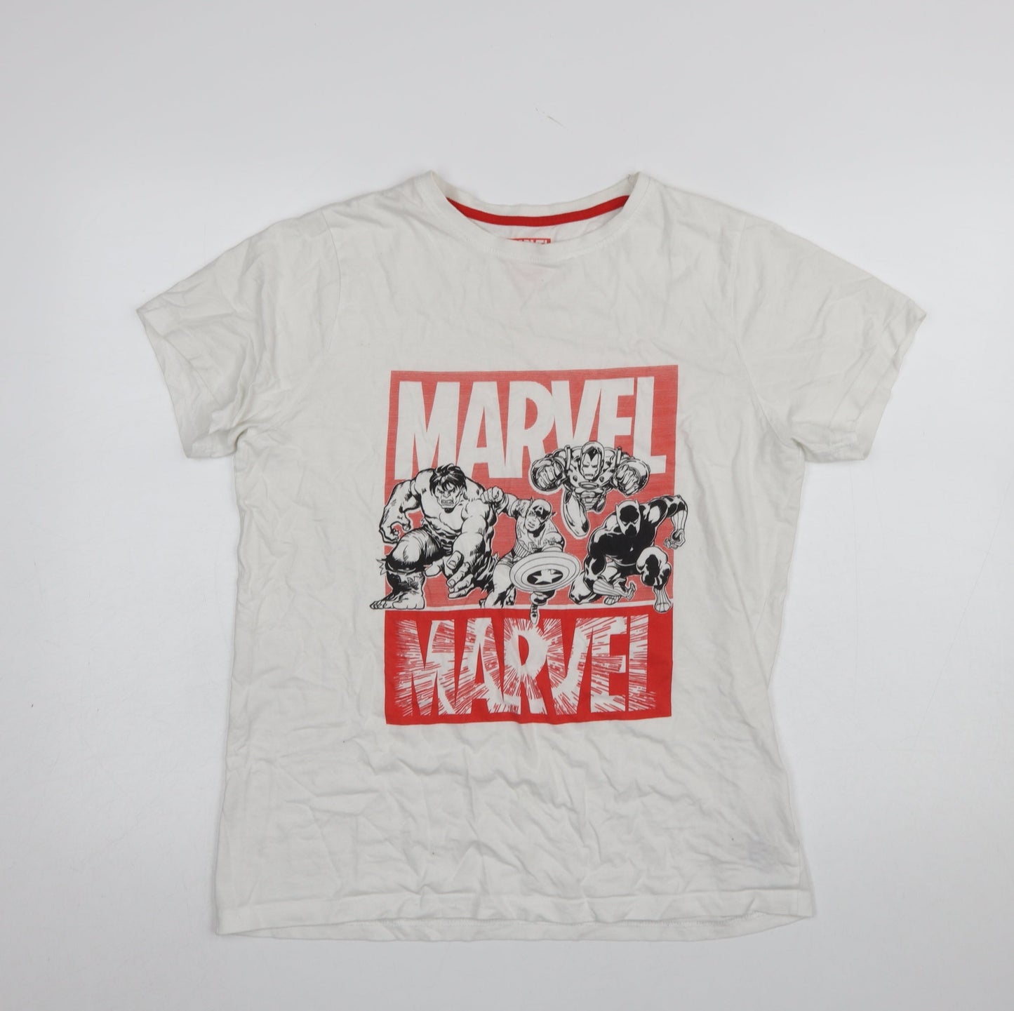 Boys UK Size 14-15 Years Marvel White Basic T-Shirt