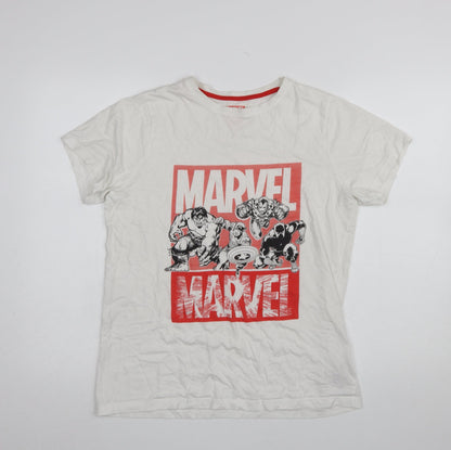 Boys UK Size 14-15 Years Marvel White Basic T-Shirt