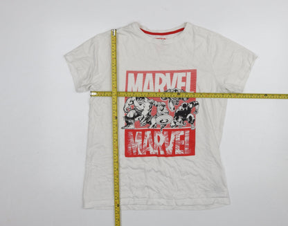Boys UK Size 14-15 Years Marvel White Basic T-Shirt