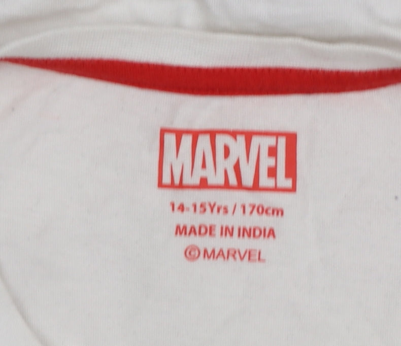 Boys UK Size 14-15 Years Marvel White Basic T-Shirt