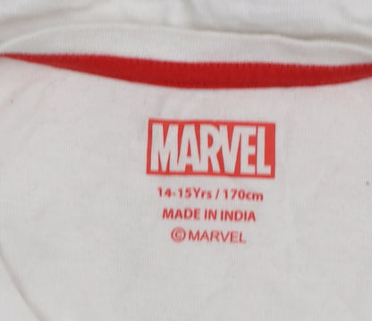 Boys UK Size 14-15 Years Marvel White Basic T-Shirt