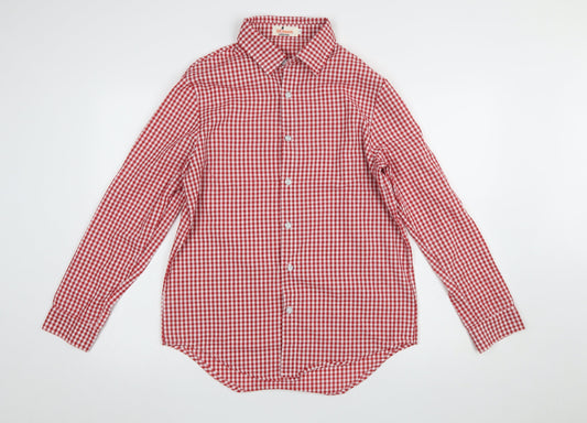 Blossom Costumes Men's Red Check Button-Up Long Sleeve Shirt M