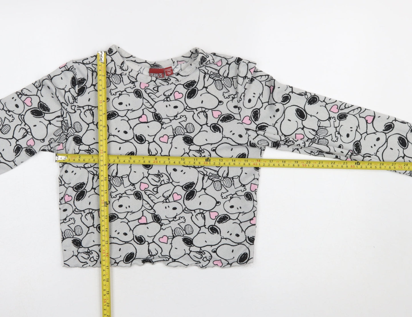 Primark Girls Peanuts Snoopy Grey Fleece Pyjama Set 10-11 Years