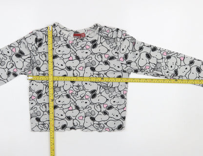 Primark Girls Peanuts Snoopy Grey Fleece Pyjama Set 10-11 Years