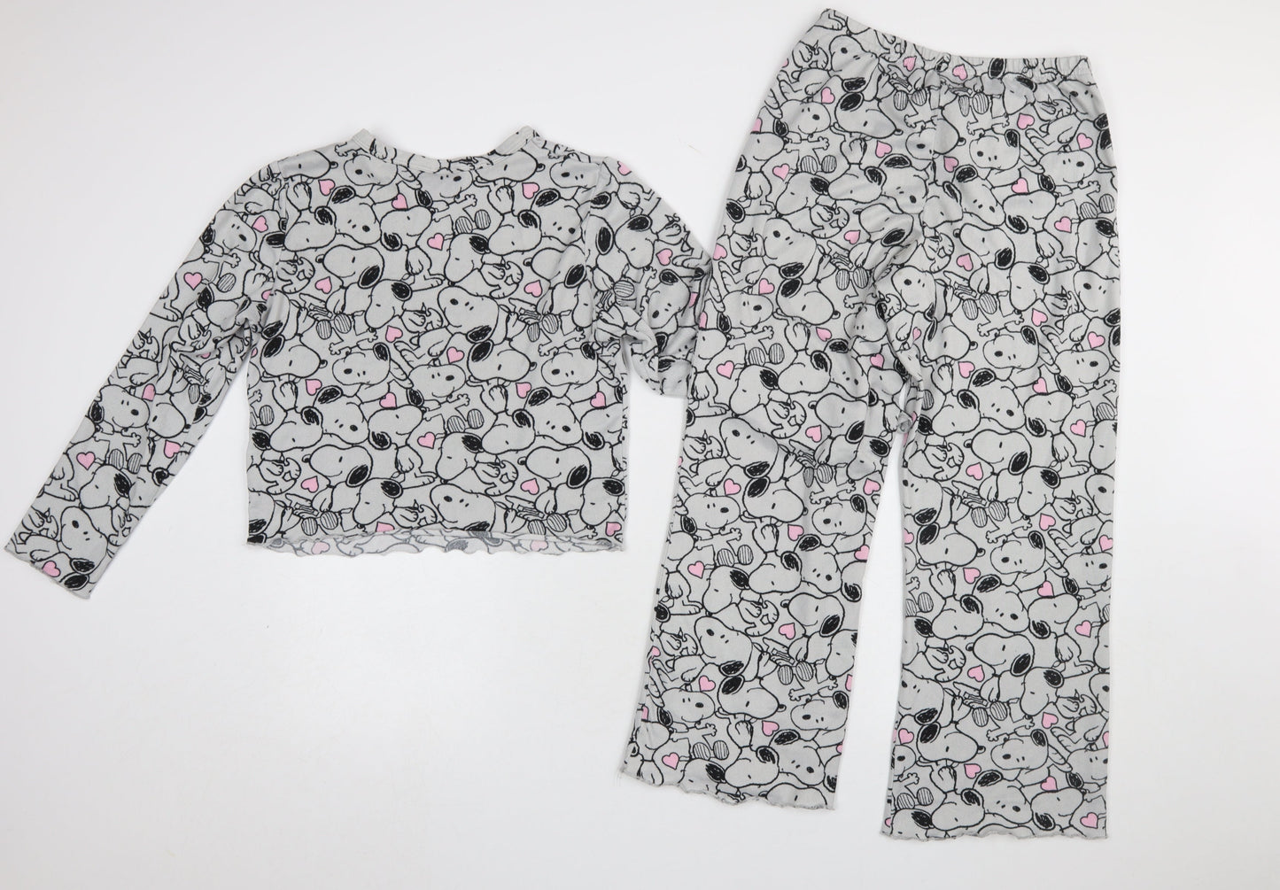 Primark Girls Peanuts Snoopy Grey Fleece Pyjama Set 10-11 Years