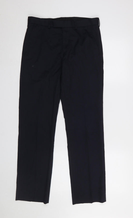 Mens UK Size 28 in Dunnes Stores Regular Fit Dress Pants Blue Trousers