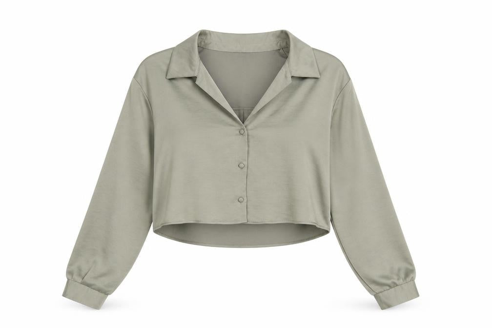 Womens UK Size L Zara Beige Cropped Blouse