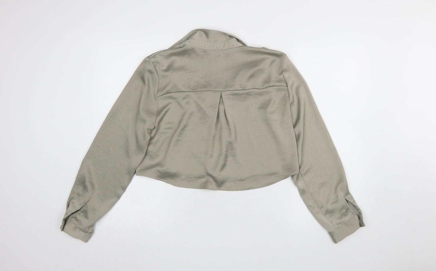 Womens UK Size L Zara Beige Cropped Blouse