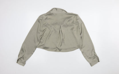 Womens UK Size L Zara Beige Cropped Blouse