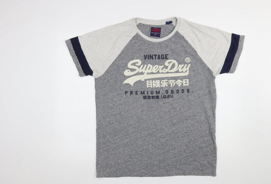 Superdry Men's Grey XL Vintage Graphic Crew Neck T-Shirt