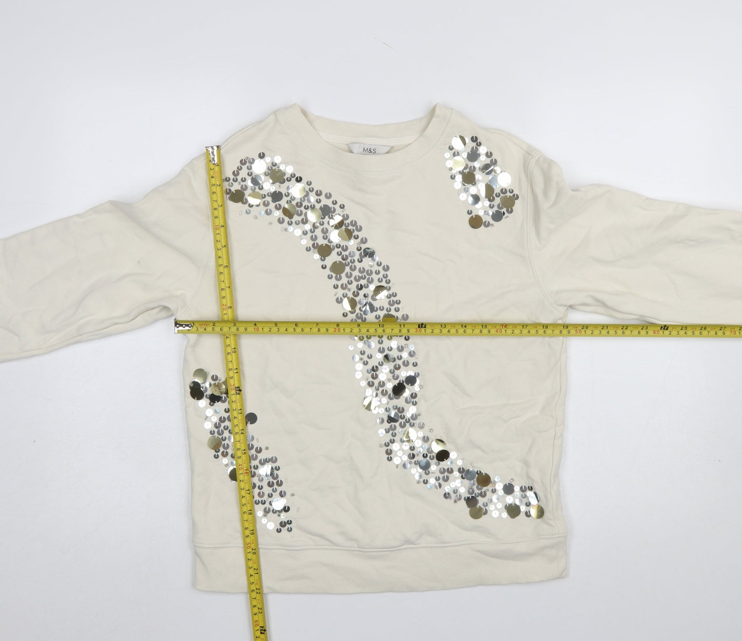 Womens UK Size S Marks and Spencer Ivory Pullover Sweatshirt