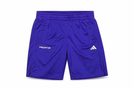 Front view of Adidas boys’ blue predator athletic football shorts 9-10 years