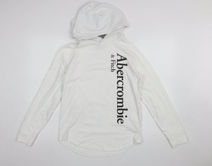 Womens UK Size XS Abercrombie & Fitch White Pullover Hoodie