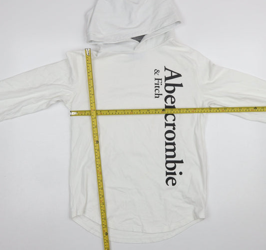 Womens UK Size XS Abercrombie & Fitch White Pullover Hoodie