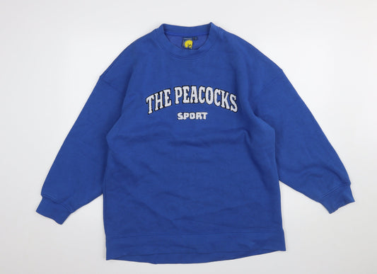 Womens UK Size L Peacocks Sport Blue Pullover Sweatshirt