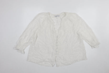 Womens UK Size 12 Zara White Tunic Blouse