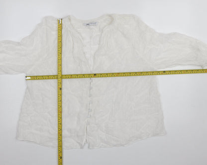 Womens UK Size 12 Zara White Tunic Blouse