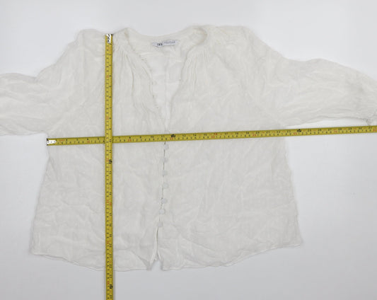 Womens UK Size 12 Zara White Tunic Blouse