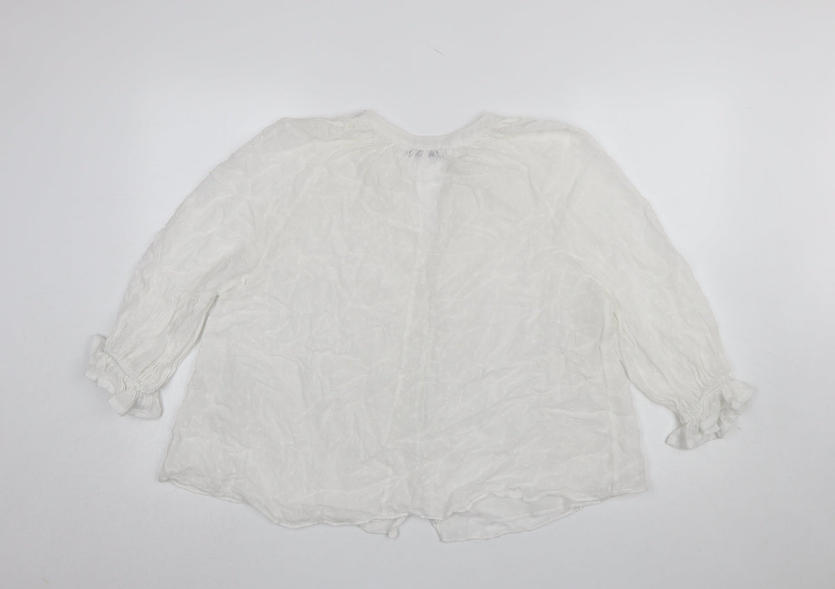 Womens UK Size 12 Zara White Tunic Blouse