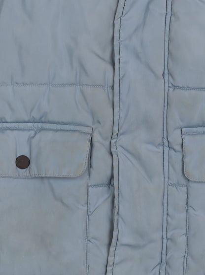 Marks and Spencer Girls Blue Hooded Puffer Coat 7-8 Years Winter Jacket