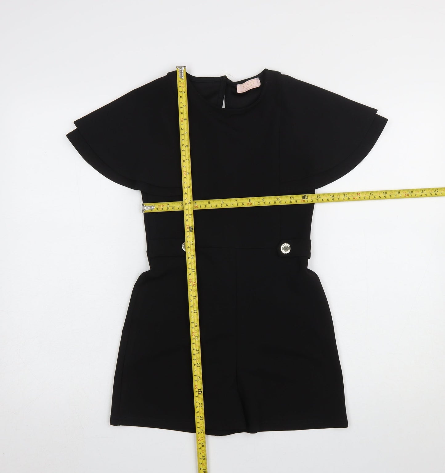 Lipsy Girls Black Short Sleeve Crew Neck Playsuit 9-10 Years