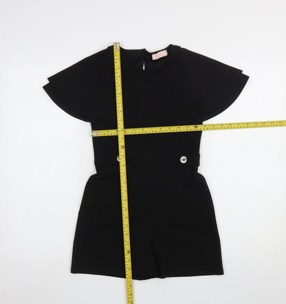 Lipsy Girls Black Short Sleeve Crew Neck Playsuit 9-10 Years
