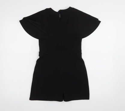 Lipsy Girls Black Short Sleeve Crew Neck Playsuit 9-10 Years