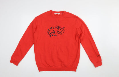 H&M Girls Red Keith Haring Graphic Cotton Sweatshirt 14-15 Years